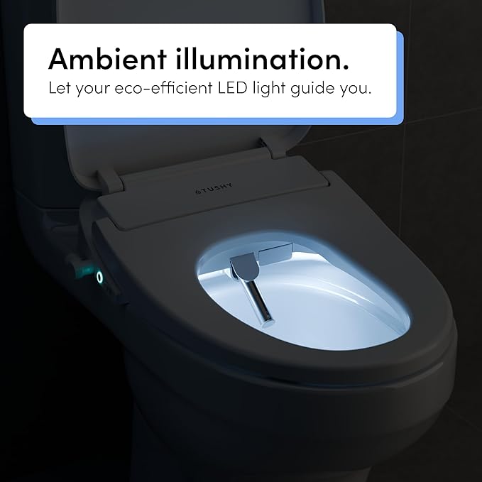 TUSHY Cloud+ Electronic Bidet Heated Toilet Seat (Intelligent Remote w/Personal Settings, Warm Water, Air Dryer, Automatic Deodorizer & Night Light), Elongated