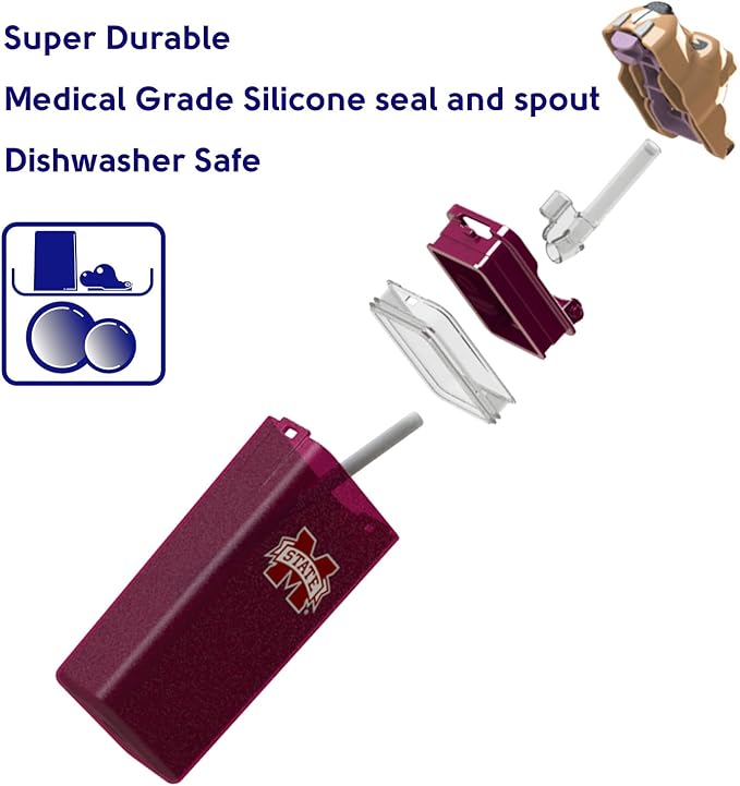 Reusable Water Bottle | Officially Licensed NCAA Sports Bottle | BPA Free | Dishwasher Safe | Bully Mascot | 12 oz Drink in the Box - Mississippi State University