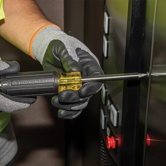 Klein Tools 32307 Multi-bit Tamperproof Screwdriver, 27-in-1 Tool with Torx, Hex, Torq and Spanner Bits with 1/4-Inch Nut Driver