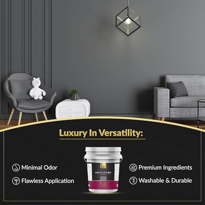 EVOLVE Signature Paint & Primer: Luxury Paint & Primer for Indoor & Outdoor Surfaces, Minimal Odor, Eggshell Sheen (Gunmetal Gray, 5 Gallon)
