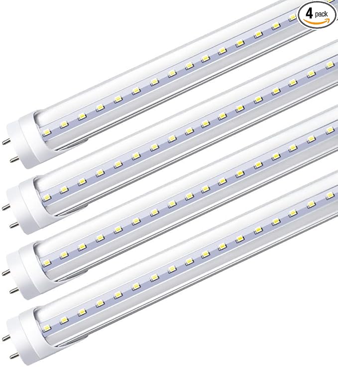 LightingWill LED T8 Light Tube 3FT, Daylight White 5000K, Dual-End Powered Ballast Bypass, 1600Lumens 15W (32W Fluorescent Equivalent), Clear Cover, AC85-265V Lighting Tube Fixtures, 4 Pack