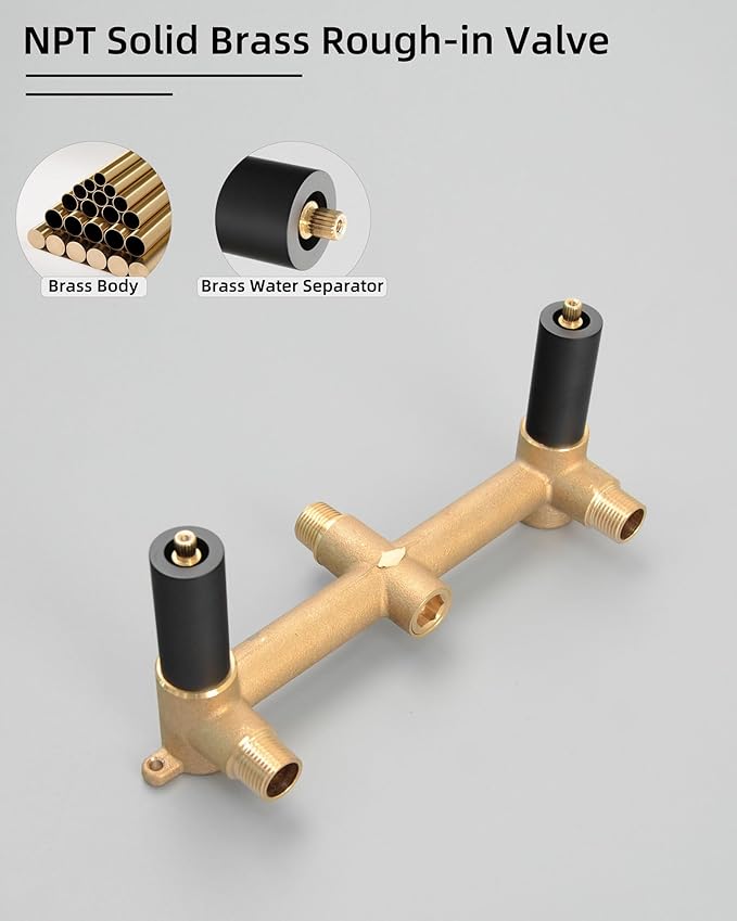 PHASAT 2 Handle Shower Faucet,Bathtub Faucet Set,Tub and Shower Trim Kit with Rough-in Valve,Matte Black,PU4H07