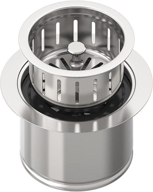 BOTEMY Extended Garbage Disposal Flange Basket Strainer Stopper, Deep 304 Stainless Steel Kitchen Sink Flange for 3-1/2 Inch Standard Sink Drain Hole, Polished Deep Sink Disposal Stopper