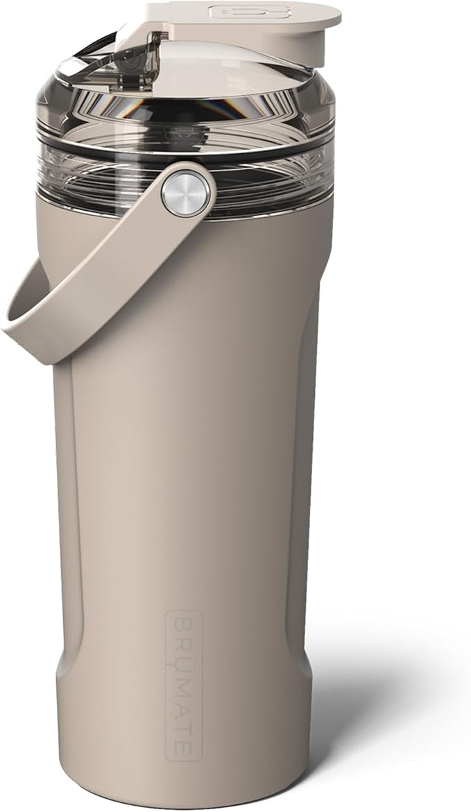 BrüMate MultiShaker Blender Shaker Bottle | 100% Leakproof Insulated Stainless Steel Shaker Bottle | Protein Shaker Bottle, and Pre Workout Bottle for the Gym | 26oz (Mocha)