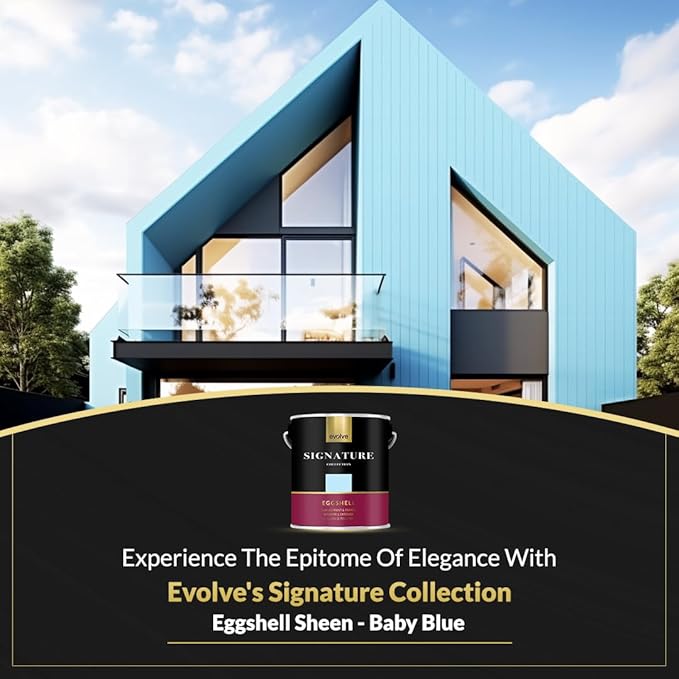 EVOLVE Signature Paint & Primer: Luxury Paint & Primer for Indoor & Outdoor Surfaces, Minimal Odor, Eggshell Sheen (Baby Blue, 1 Gallon)