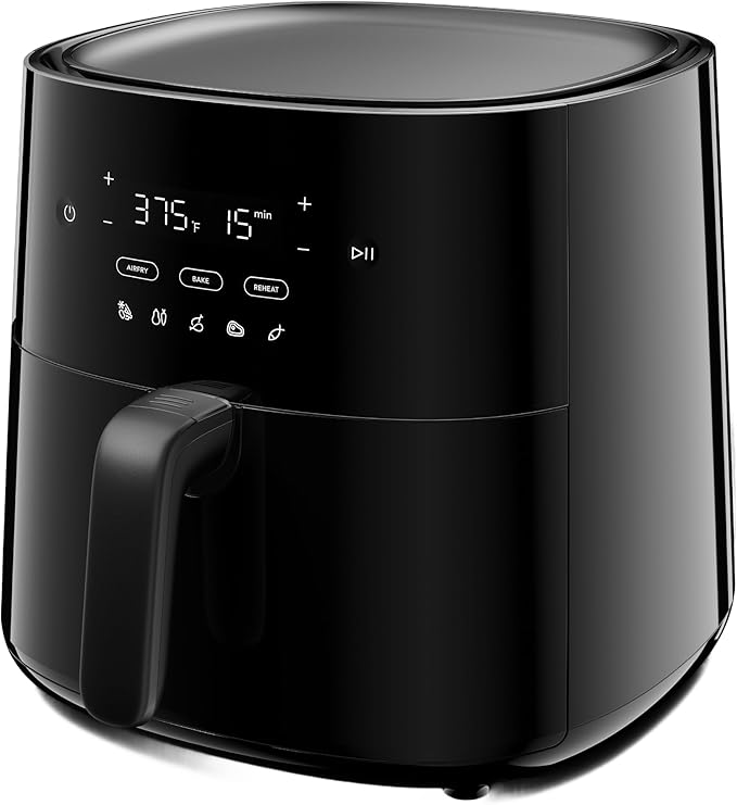 Frigidaire 3-in-1 Air Fryer, Large 5.3 QT Capacity, Digital Display, 3 Cooking Modes, 5 Recipe Presets, Automatic Shake Reminder, PFAS-Free Cooking Surfaces, Black