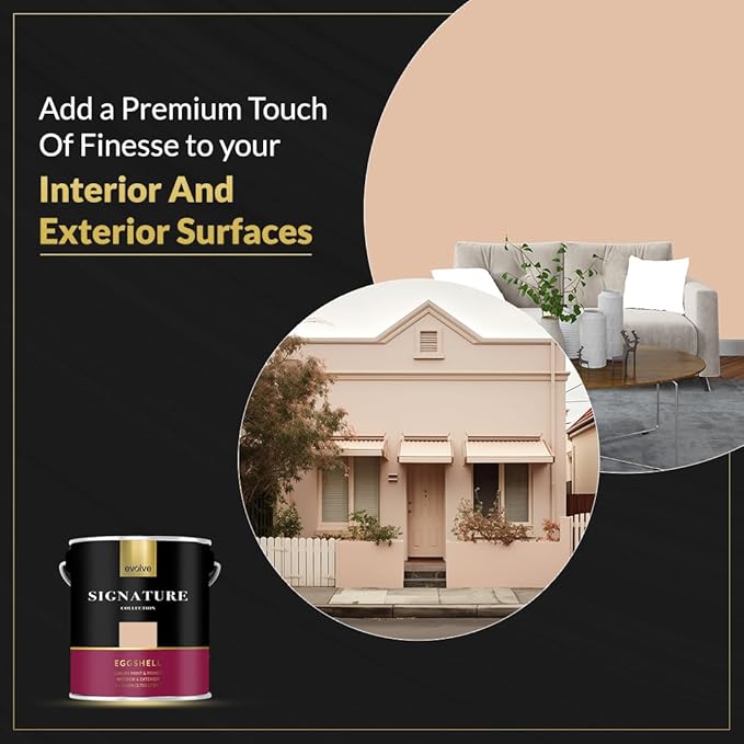 EVOLVE Signature Paint & Primer: Luxury Paint & Primer for Indoor & Outdoor Surfaces, Minimal Odor, Eggshell Sheen (Sahara Tan, 1 Gallon)