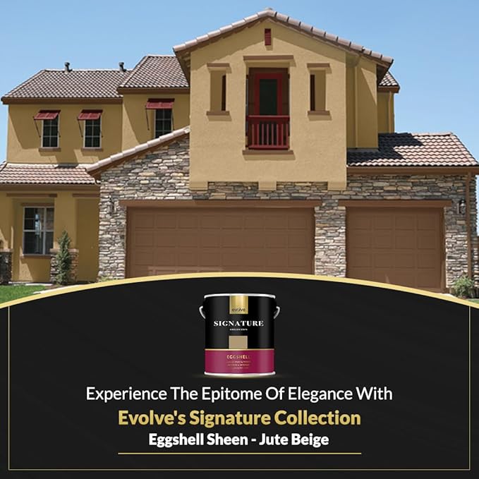 EVOLVE Signature Paint & Primer: Luxury Paint & Primer for Indoor & Outdoor Surfaces, Minimal Odor, Eggshell Sheen (Jute Beige, 1 Gallon)