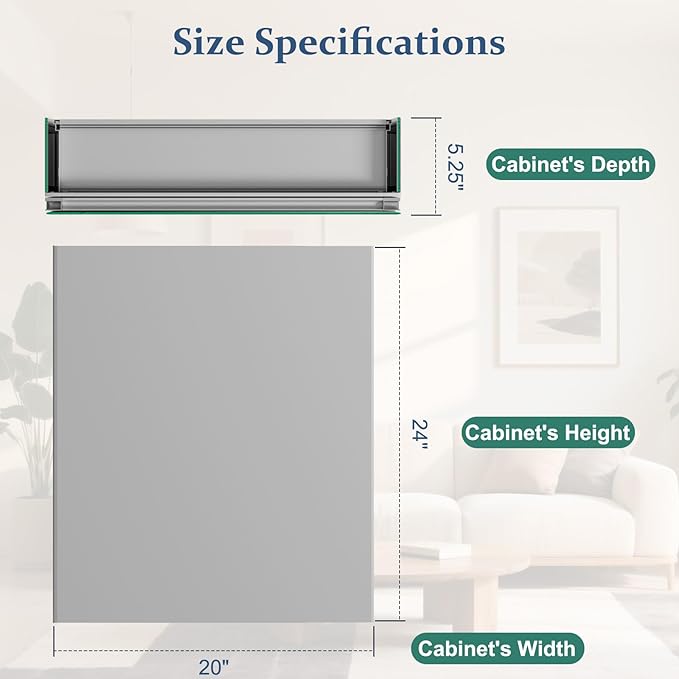 Bathroom Medicine Cabinet with Mirror, 20 Inch x 24 Inch Bathroom Mirror Cabinet with Single Door & Adjustable Shelves, Surface Mount or Recess Installation