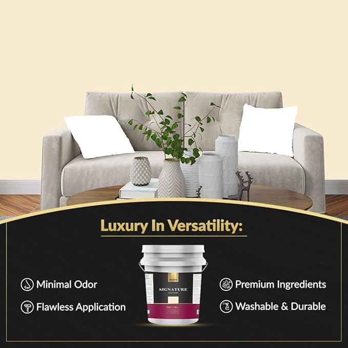 EVOLVE Signature Paint & Primer: Luxury Paint & Primer for Indoor & Outdoor Surfaces, Minimal Odor, Eggshell Sheen (Cream Beige, 5 Gallon)