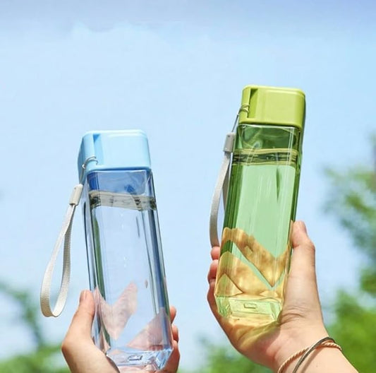 500ml LASSY Clear Trendy Aesthetic Water Bottle with Wristlet, Stainless Steel, for Sports, Travel, Gym (Pink)