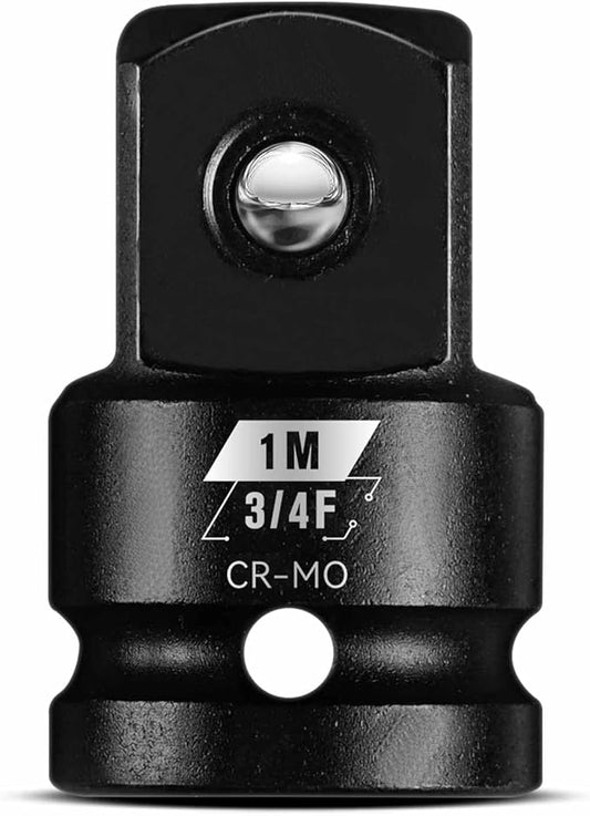 BLACKROBOT 3/4”F To 1”M Impact Socket Adapter, Cr-Mo Steel Exceeds ANSI Standards, Square Drive Reducer for Impact Driver Wrench