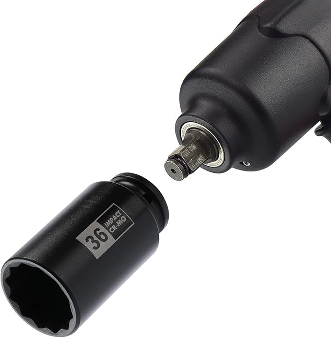 Mayouko 4PCS 1/2" Drive Deep Axle Nut Impact Socket Set, CR-MO, 12 Point Design, Metric, 30,32,34,36mm, 1/2 Inch Extra Deep Impact Socket