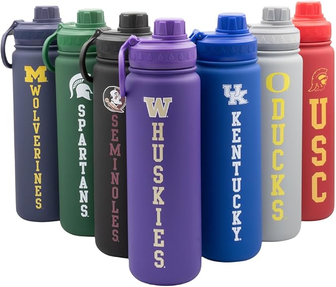 Washington Huskies Water Bottle - Purple Double Walled Stainless Steel 24 oz Keeps Drinks Cold or Hot