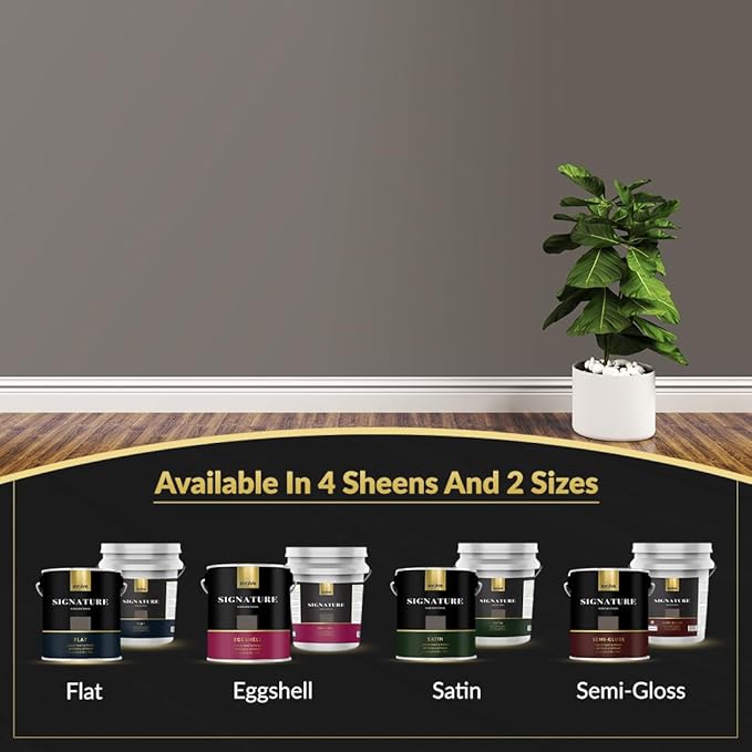 EVOLVE Signature Paint & Primer: Luxury Paint & Primer for Indoor & Outdoor Surfaces, Minimal Odor, Eggshell Sheen (Volcano Brown, 5 Gallon)