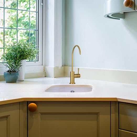 Kitchen Water Filter Faucet Fits Most Reverse Osmosis Units or Water Filtration System in Non-Air Gap, Only for Cold Water (Brass Gold)