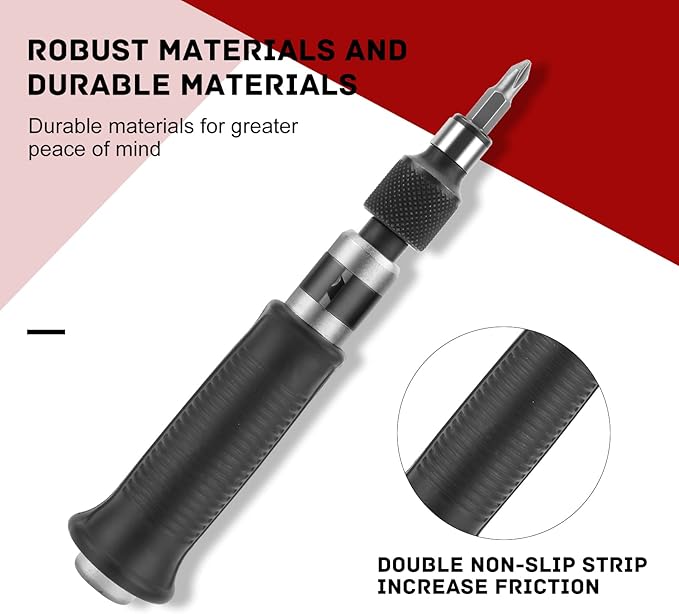 1/2" Hand Manual Reversible Impact Driver Set Extractor-12 PCS Impact Screwdriver S2 Steel Much More Durable Disengage Rusted Fasteners (1/4)
