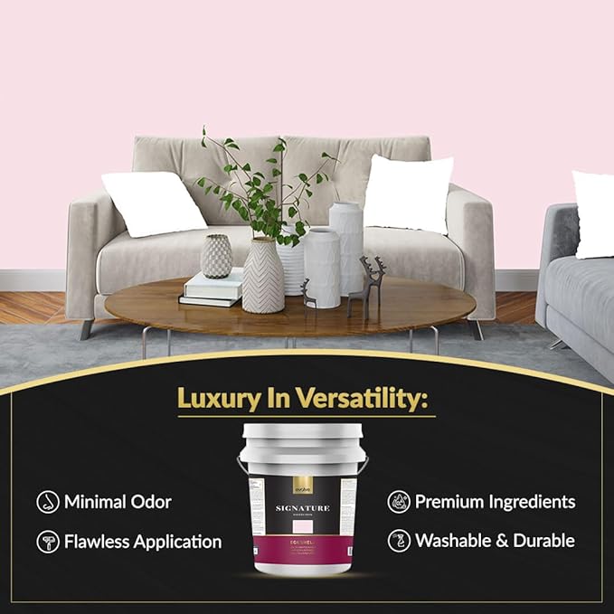 EVOLVE Signature Paint & Primer: Luxury Paint & Primer for Indoor & Outdoor Surfaces, Minimal Odor, Eggshell Sheen (Petal Pink, 5 Gallon)
