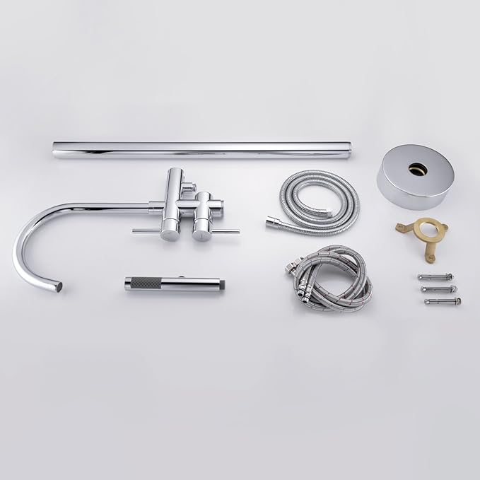 Freestanding Bathtub Faucet Tub Filler Faucets Chrome Floor Mounted Brass Bathroom Faucets with Handheld Shower