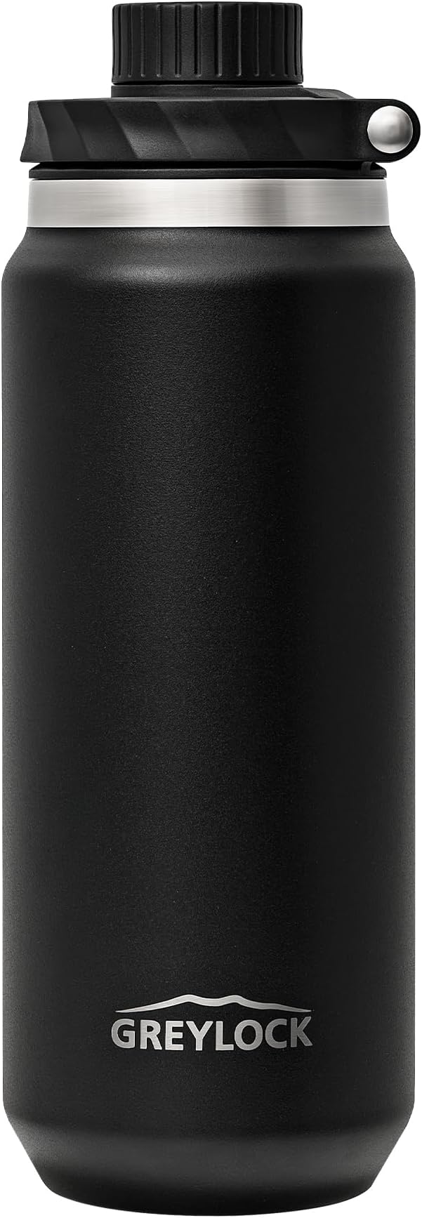 Greylock 20 oz Black Water Bottle Insulated with Straw Lid, Reusable Metal Water Bottle Stainless Steel with Carry Handle for Travel,Sports, BPA-Free Leak Proof When Closed, Cold for 24 Hours