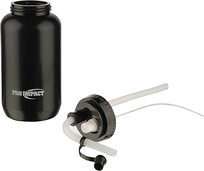 Pro Impact Squeezable Water Bottle with Bendable Long Straw and Spray cap - LDPE BPA Free Plastic - Hydration for Baseball Hockey Gym MMA Yoga Boxing Cycling Softball Football Lacrosse (35.5 Oz.)