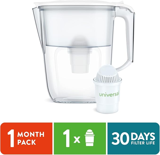Aqua Optima Daisy Jug Water Filter Pitcher with 1 Universal Filter (White)