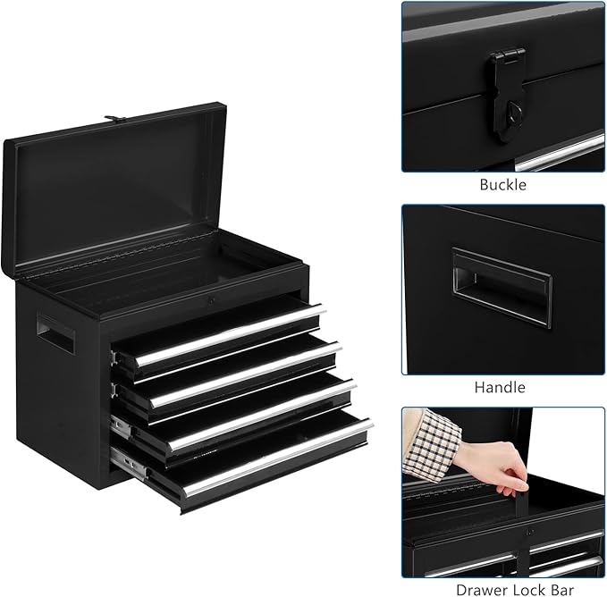 TUFFIOM 5-Drawer Rolling Tool Chest, Tool Storage Cabinet w/Drawers, Lockable Wheels, Detachable Top & Adjustable Shelf, Mechanic Tool Organizer Box for Garage, Workshop, Warehouse & Repair Shop