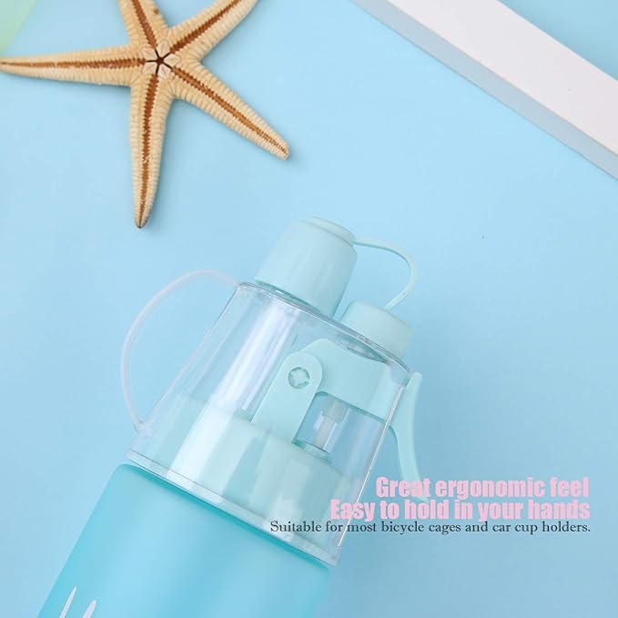 Emopeak 580ML Misting Water Bottle, 20OZ Sports Water Bottle with Spray Mist for Outdoor Hydration, BPA-Free Mist Water Bottle (Frosted Blue, 580ml/20oz)