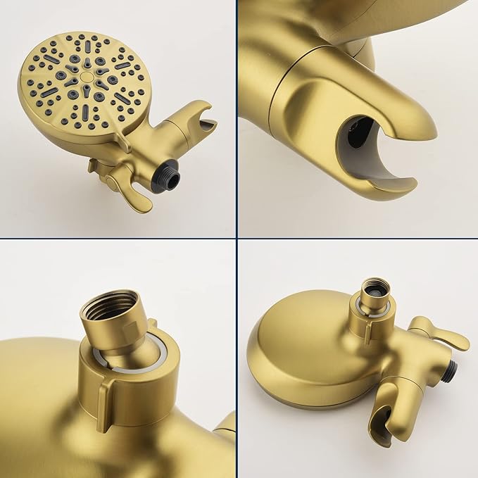 3 Handle Shower Faucet Set with Tub Spout Bathtub Shower Faucet Combo Set Shower System Complete Tub and Shower Trim Kit Shower Fixture Brushed Gold