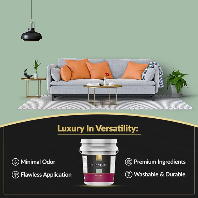 EVOLVE Signature Paint & Primer: Luxury Paint & Primer for Indoor & Outdoor Surfaces, Minimal Odor, Eggshell Sheen (Sage Green, 5 Gallon)