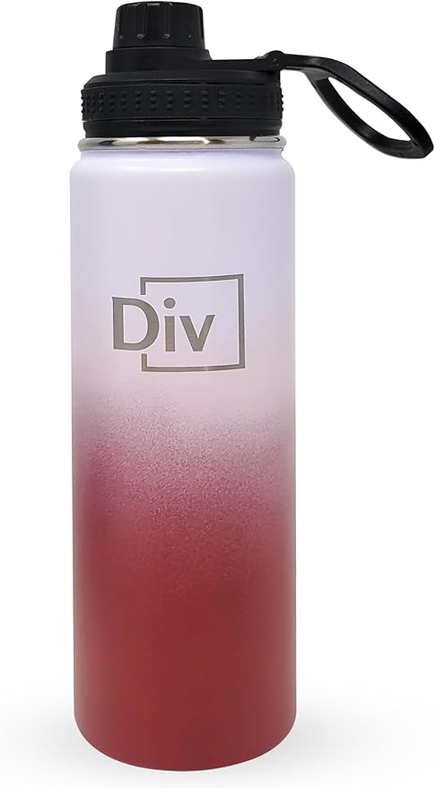 Sports Water Bottle - 22 oz., 3 lids, Stainless Steel Gym & Sports Water Bottle, Leak Proof, Double Walled, Insualted, Thermos Flask (White-Maroon)