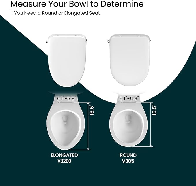 R&T V3200 Elongated Bidet Toilet Seat, Electric Bidet Seat with Adjustable Warm Water, Air Dryer, Heated Seat, Night Light, Deodorization