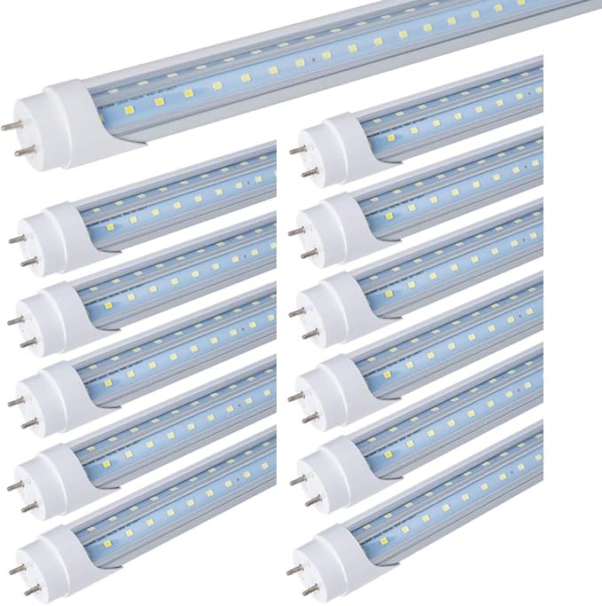 12 Pack T8 5FT 48W LED V Shaped Tube Light Bulbs 6000K Bright White G13 Two Pin Base,100W Fluorescent Replacement5 Foot T10 T12 Indoor Light Fixture for Shop,Garage,Warehouse