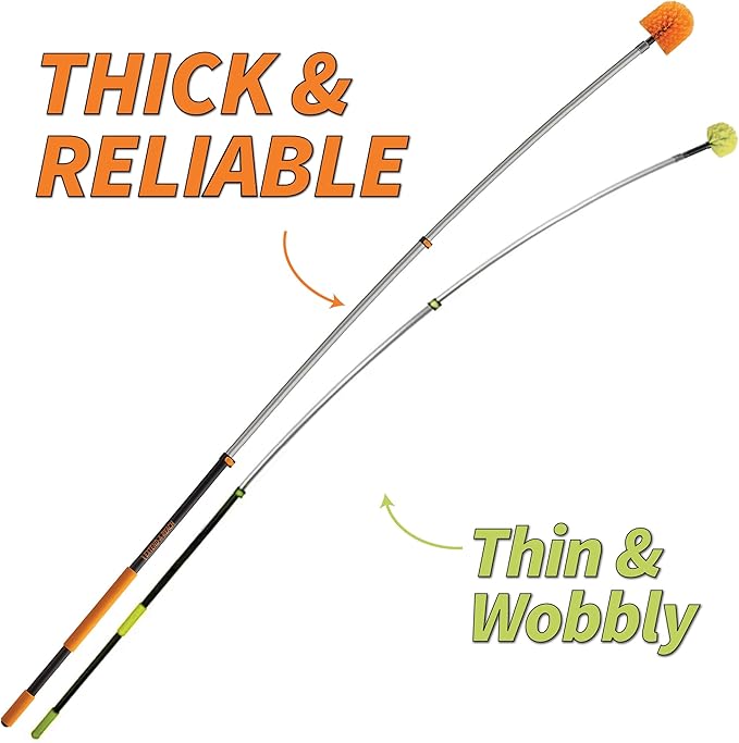 5-8 ft Long Telescopic Extension Pole // Multi-Purpose Extendable Pole with Universal Twist-on Metal Tip // Lightweight and Sturdy // Best for Painting, Dusting and Window Cleaning