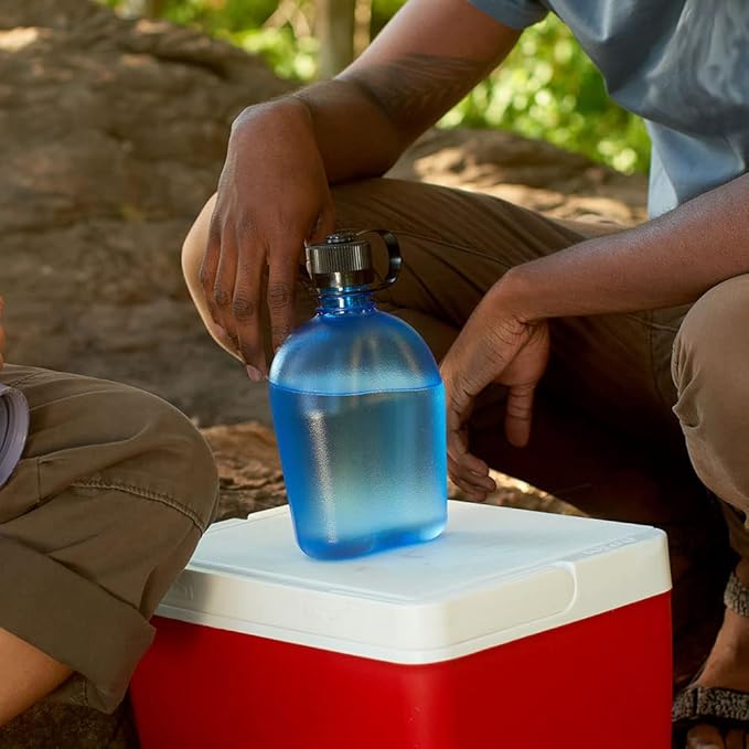 Nalgene Water Bottle Monochrome Collection - BPA Free Water Bottle Made from Recycled Materials - Reusable Water Bottle for Backpacking, Hiking, Gym - Shatterproof Water Bottle - 32 oz - Denim