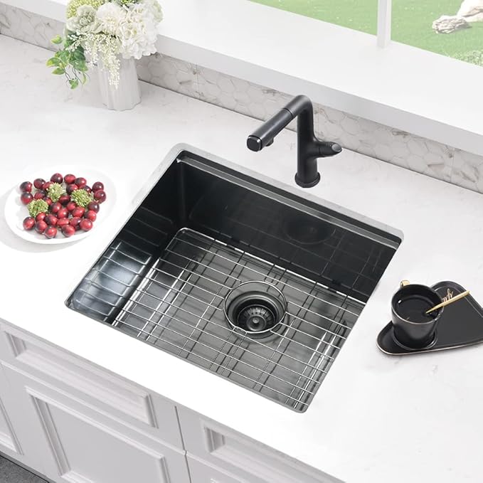 21 x 18 Inch Black Undermount Bar Sink Workstation Wet Bar Prep Kitchen 16 Gauge Single Bowl Small Kitchen Sink