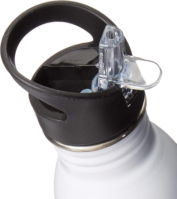 Stainless Water Bottle with Panda Design 600ml with Sport Top (White)