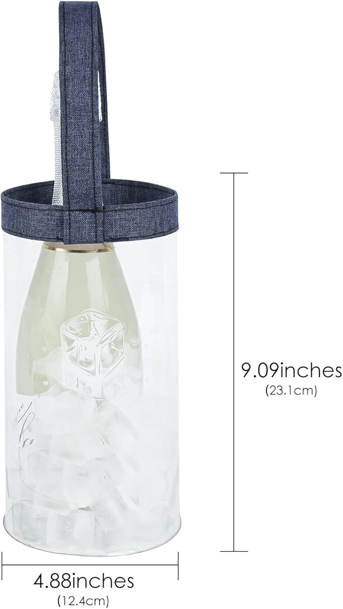 Ice Bag Collapsible wine Cooler Bag, Ice wine Bag Collapsible Clear wine Cooler Bag PVC wine Pouch Bags, for Party, Camping, Picnic, Chilled Champagne, White Wine, Rose, Beer (2Pcs)