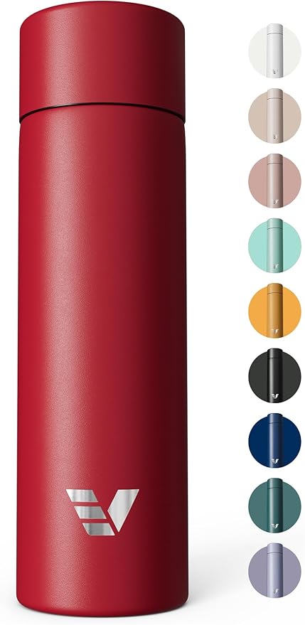 Mini Stainless Steel Water Bottle 14oz - Non-insulated | Designed for Bags | Slim, Lightweight & Stylish – Red