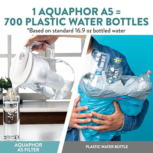Nakii by Aquaphor Elegant Water Filter Pitcher, Powerful Ion and Aquelen Filtration System, Long Lasting Filter, Filters Chlorine, Lead, Heavy Metal, Remove Lime-scale, Filter Change Indicator, 17 Cup