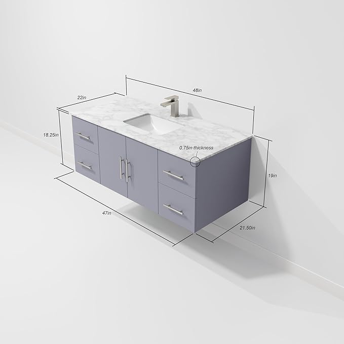 Sonoma 48 in. W X 22 in. D Dark Grey Single Bath Vanity Cabinet Without Countertop