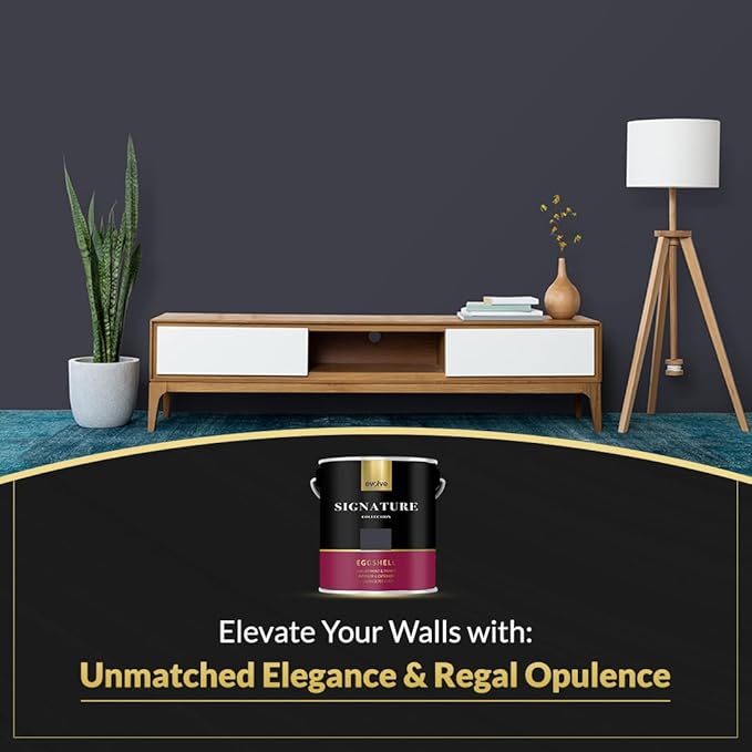 EVOLVE Signature Paint & Primer: Luxury Paint & Primer for Indoor & Outdoor Surfaces, Minimal Odor, Eggshell Sheen (Charcoal Gray, 1 Gallon)