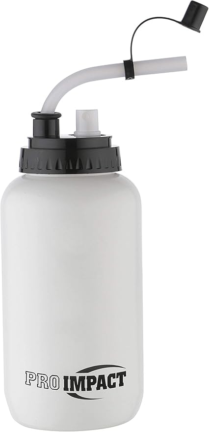 Pro Impact Squeezable Water Bottle with Bendable Long Straw and Spray cap - LDPE BPA Free Plastic - Hydration for Baseball Hockey Gym MMA Yoga Boxing Cycling Softball Football Lacrosse (35.5 Oz.)