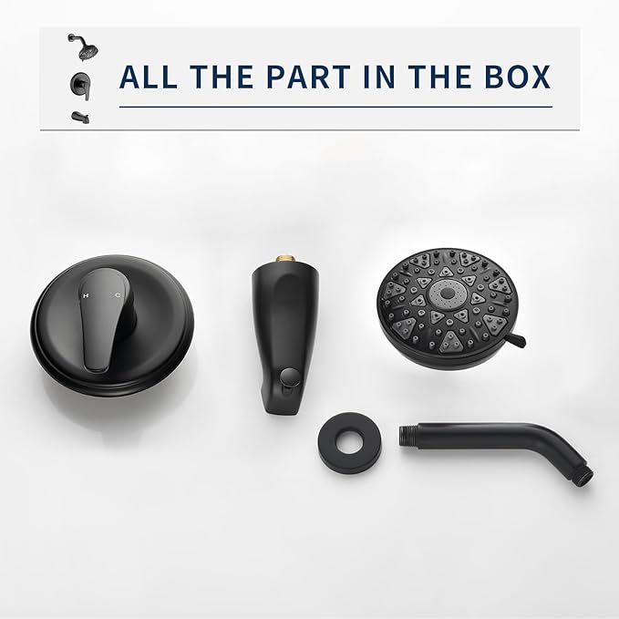 Tub Shower Faucet Combo Set Matte Black Bathtub Faucet Set Shower System with Tub Spout Shower Tub Kit Shower Valve and Trim Kit Shower Fixtures