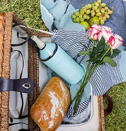 Vinglacé Wine Bottle Chiller- Portable Champagne Insulator- Stainless Steel Wine Cooler Sleeve, Sea Glass