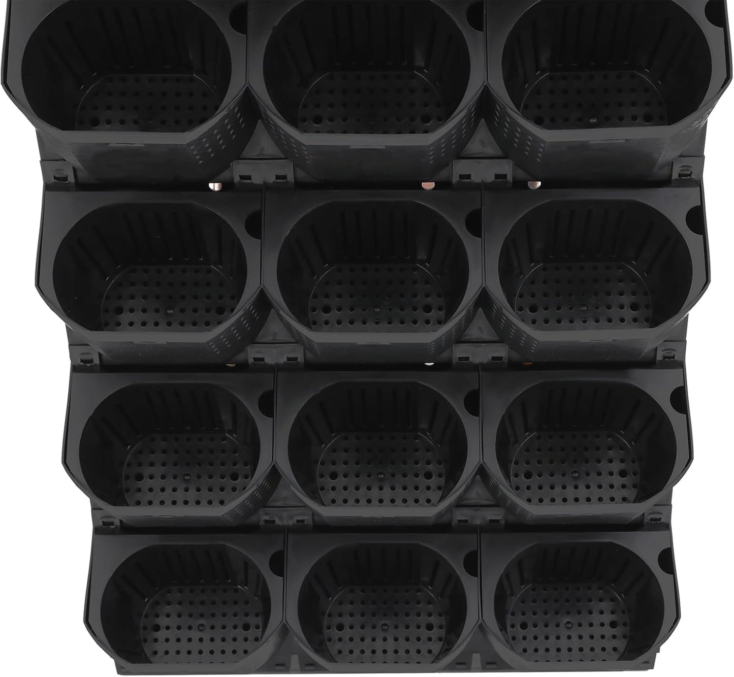 12Pieces 3-Pot Wall Planter Vertical Garden Plant Walls Wall Mounted Vertical Planter with Water-Storage Layer Stackable Wall-Mounted Flower Pot for Gardens, Balconies 180.78lbs Total Capacity (Black)