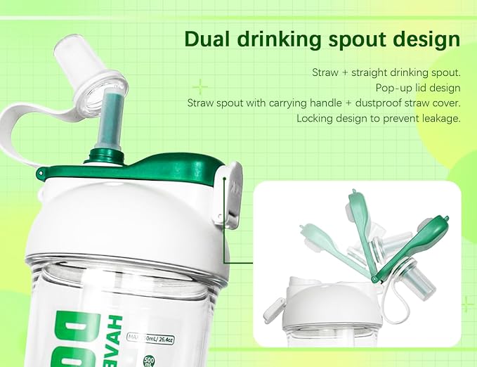 Litex Shaker Bottles for Protein Shakes, 26oz Blender Shaker Bottle for Pre-Workout,Shaker Cups with Straw, BPA-free Tritan Mixer Bottles for Protein Powder,with Cup Brush and Instructions (White)