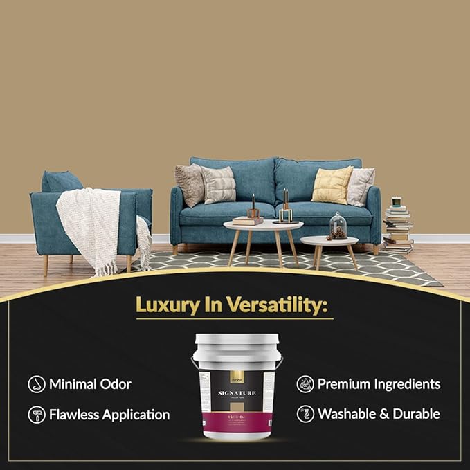 EVOLVE Signature Paint & Primer: Luxury Paint & Primer for Indoor & Outdoor Surfaces, Minimal Odor, Eggshell Sheen (Jute Beige, 5 Gallon)