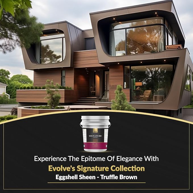 EVOLVE Signature Paint & Primer: Luxury Paint & Primer for Indoor & Outdoor Surfaces, Minimal Odor, Eggshell Sheen (Truffle Brown, 5 Gallon)