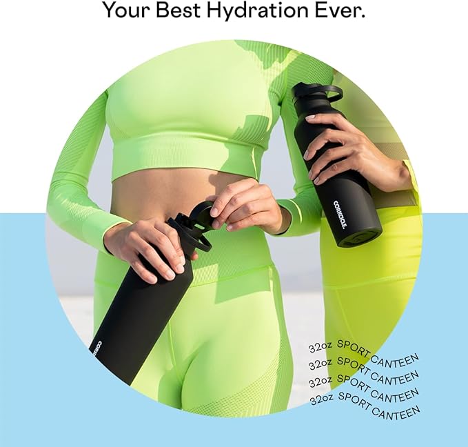 Corkcicle Sport Canteen Insulated Tumbler, Santorini, 32 oz – Reusable Water Bottle Keeps Beverages Cold for 25 Hours & Hot 12 Hours – Cupholder Friendly Tumbler with Screw-On Cap